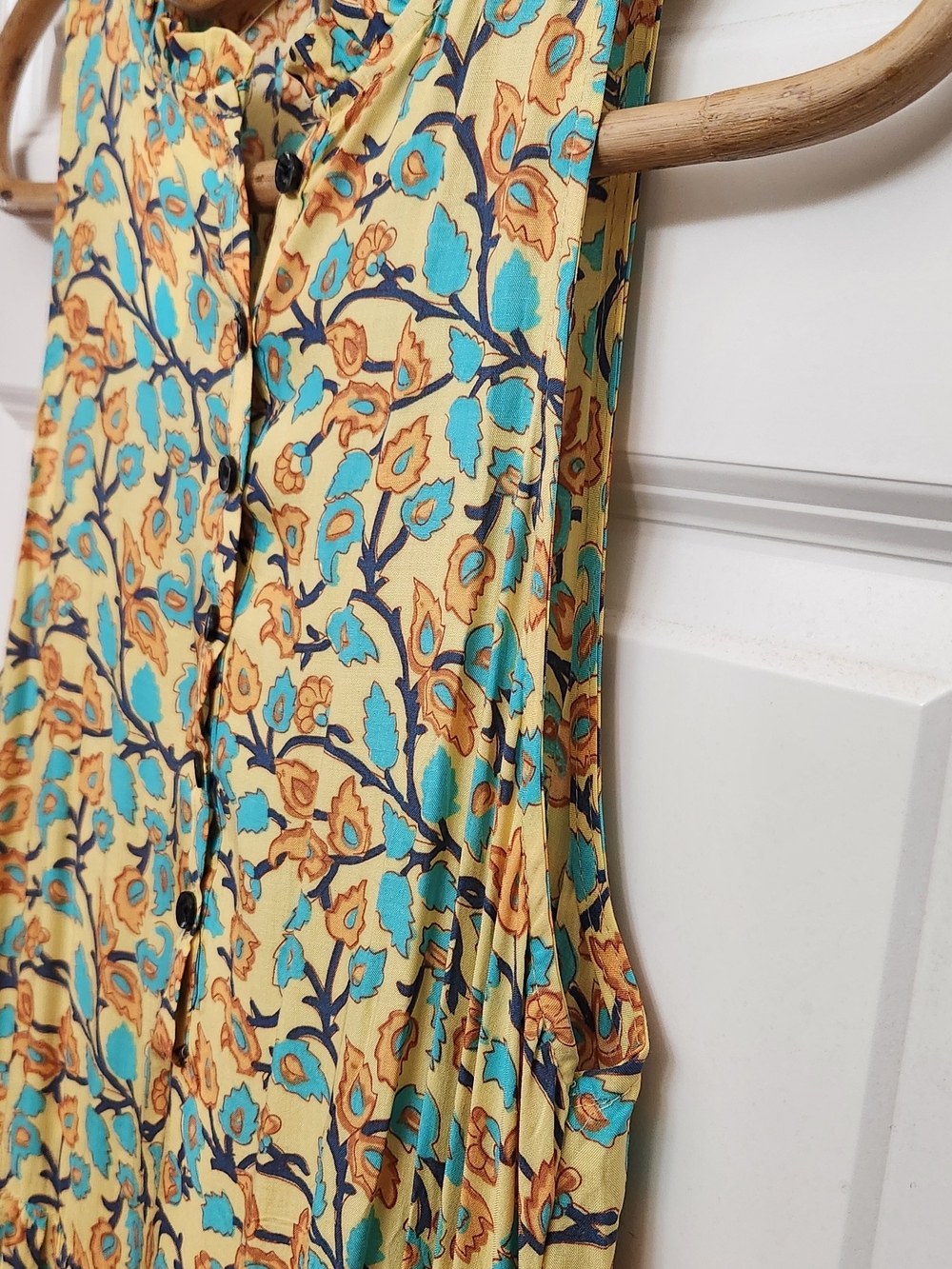 Sleeveless Floral Maxi Dress in Teal and Rust - Picture 8 of 14